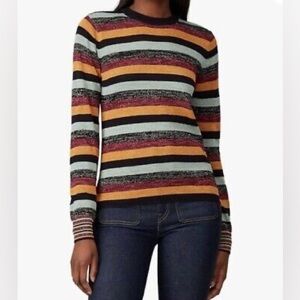 Scotch & Soda Multicolor Stripe Sheer Metallic Long Sleeve Sweater Womens XS